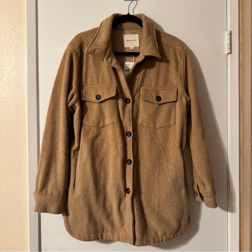 Thread & Supply Tan Utility Jacket with Relaxed Fit and Soft Material